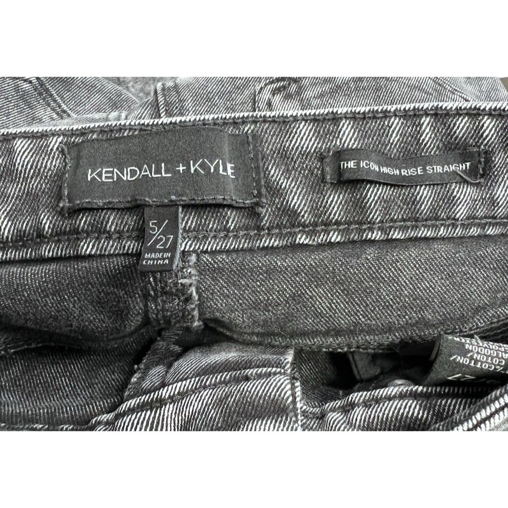 Kendall and Kylie Jeans Icon High-Rise Straight Jean Black Acid Wash 5/27